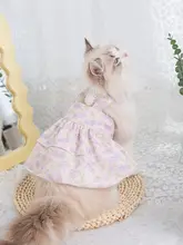花柄レース付き子猫のドレス【夏用・薄型・ペット衣装】