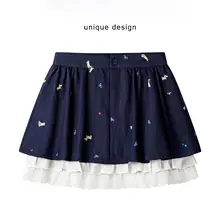 レトロな高腰フレアスカート【刺繍デザイン・バレエ風・夏用】