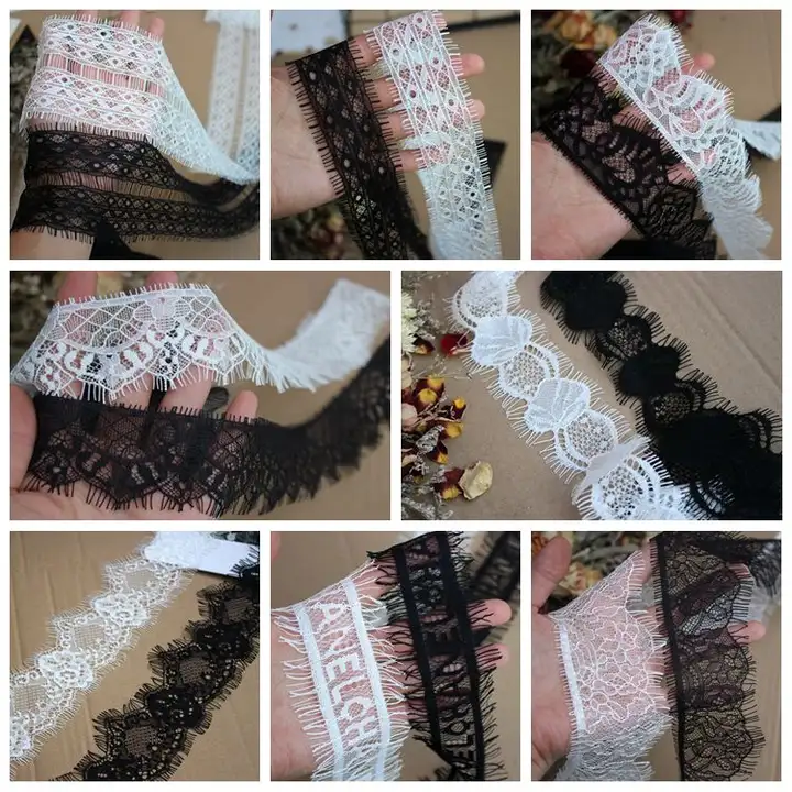 レース花柄付き服飾用襟袖装飾用素材【DIY用・片側デザイン】