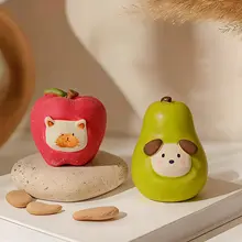 可愛いリンゴと梨の陶器製デスクトップ装飾品【香り石付き・ユニークデザイン】