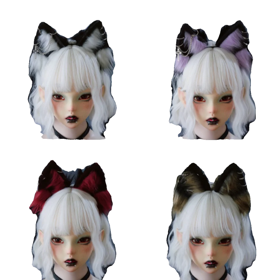 オリジナルハンドメイド狼耳デザインヘッドバンド【甘くクールなアンダーグラウンドスタイル・コスプレ向け】