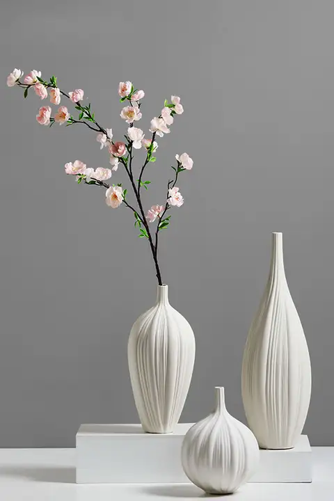 装飾花 単枝の桃の花 高級 リビング テーブル オーディオラック 白い 人工花 デコレーション