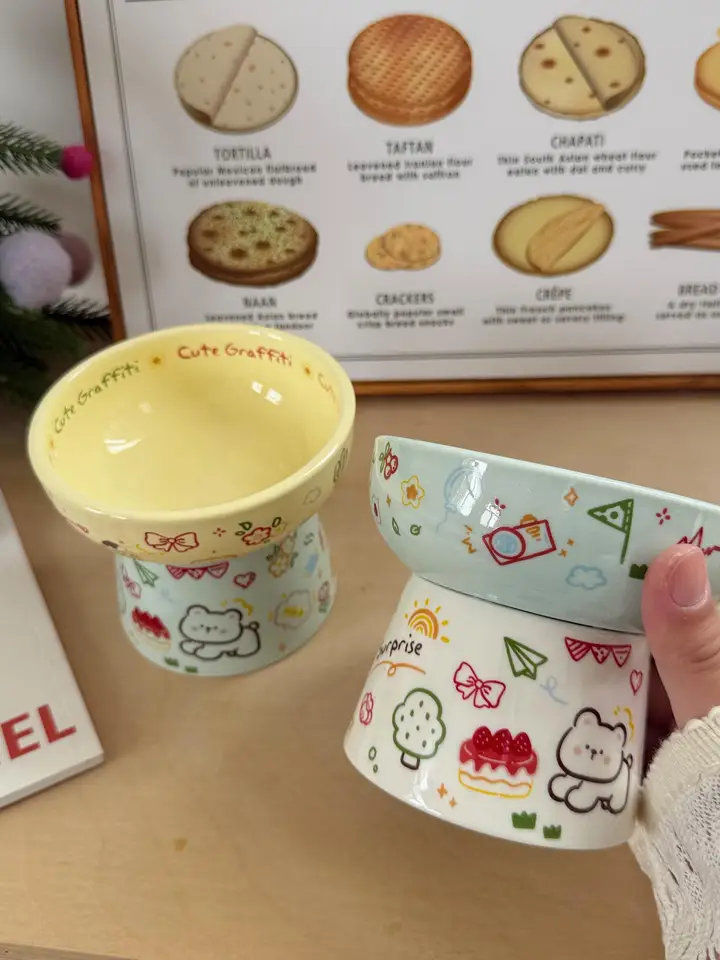 かわいい陶器製 猫用・犬用食器【水飲み碗・フードボウル・高脚デザイン】