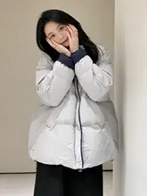 加厚のダウンコート【グレー・ハイネック・防寒対応】