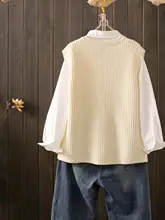 春秋用 大きいサイズのニットベスト【薄手でゆったり・アウターとして重ね着可能・ノースリーブ】