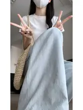 加長丈のライトブルー ワイドレッグパンツ【レディース・フィット・UVカット・ストレートタイプ】（セットアップ対応）