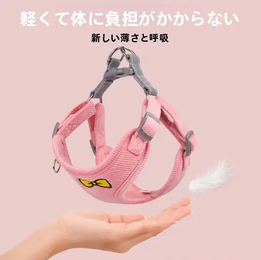 安心設計の反射素材使用！小型犬用ハーネス付きリード【テディベア犬・散歩用】（セットアップ対応）