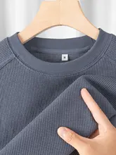 高級感のあるワッフル長袖Tシャツ【男女兼用・フィット・クルーネック・春秋用】（セットアップ対応）