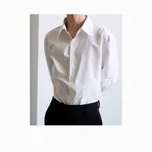シャツ ユニセックス  フレンチ風 アシンメトリーヘム ベーシック 着回し「FLLM」