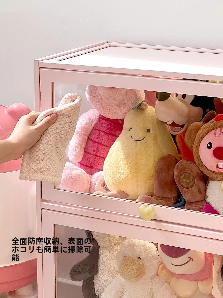 高級感あふれるピンクのフィギュア展示キャビネット：防塵設計と現代的なデザインの実用性