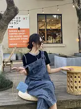 FEELROOM ポケットデザイン ヴィンテージ風デニムサロペットパンツ【ルーズフィット・ワイドレッグ・九分丈】