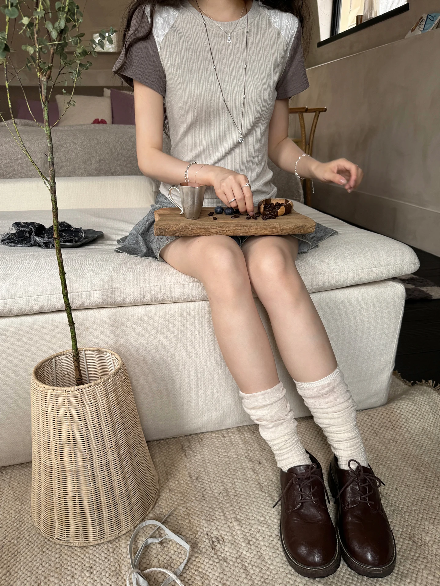 三色織物のストライプ柄レース切替ショートスリーブTシャツ：Luster Plaiting Teeの実際の性能と使い分け