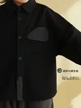 子供用コットン長袖シャツ【春用・ブラック・ポロカラー】
