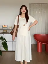 夏にぴったりのルーズフィット上衣とフレアスカート【体型カバー・おしゃれ】（セットアップ対応）