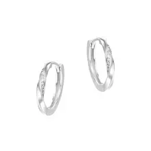 S925純銀製 モビウスリングピアス【シンプルデザイン・煌めくジルコニア】