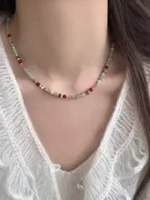 夏用カラフルな水晶ビーズネックレス【ハイエンドデザイン・デコルテチェーン・女性用】