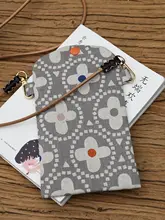 スマホポーチ 斜め掛けバッグ 厚手 ハンドメイド ヴィンテージ ファブリック ショルダーベルト 着脱式 長さ調節可能