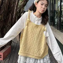 優雅なデザインのラウンドネックニットベスト【重ね着・女性用】（セットアップ対応）