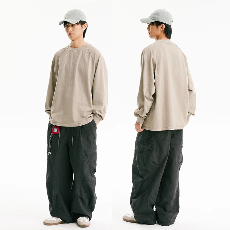 アメリカンヴィンテージ風 厚手ウォッシュコットンラグラン長袖Tシャツの着こなしと機能性