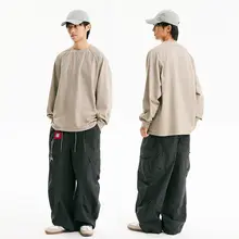 アメリカンヴィンテージ風 厚手ウォッシュコットンラグラン長袖Tシャツ【ユニセックス・フィット  ・無地】