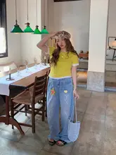 ハートデザイン デニムパンツ【大きいサイズ・フィット・ストレート】（セットアップ対応）