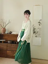 漢服 夏用フライトスリーブ印花キャミソールドレス【暗模様・フレアスカート】（セットアップ対応）