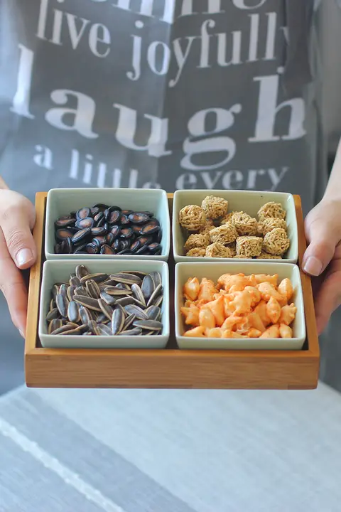 青瓷風の茶点皿【スナック・お菓子・ナッツ用・四角形】