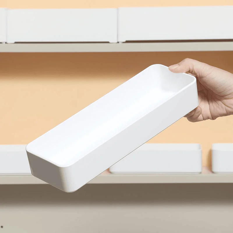 白色プラスチック製バスルーム用ミラーキャビネット収納ボックス：化粧品・スキンケア用品の効率的収納を実現