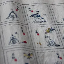 北欧風刺繍入りカーテン【リビング用・コットン麻素材・プライバシー保護】（セットアップ対応）