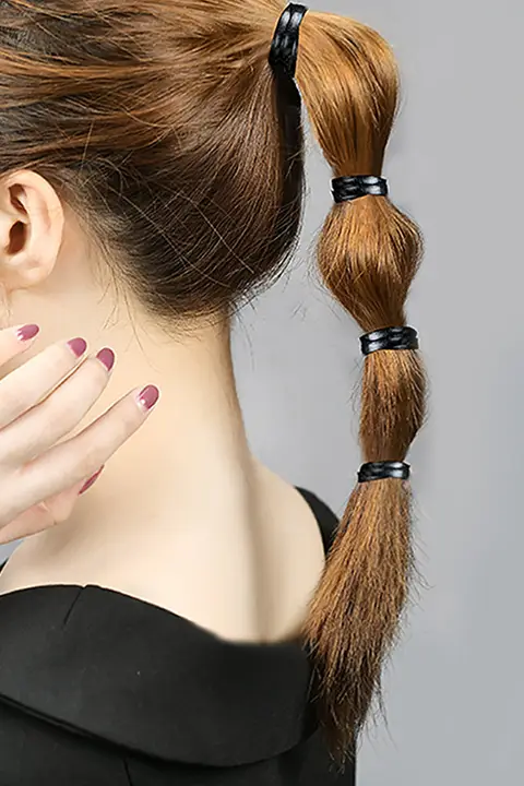 極上の柔らかさ！ブラックヘアゴム【髪を傷めない・使い捨て・太めデザイン】