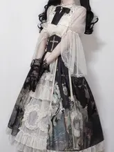 バタフライクロックデザインのヴィンテージロリータドレス【コットン混・衿付き・半袖・スカート】