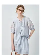 民族風刺繍ブラウスとスカートの夏用ファッション【半袖・二点（セットアップ対応）】