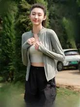 ウエスト引き締め効果のある夏用UVカット冷感コート【立襟・アウトドア用】