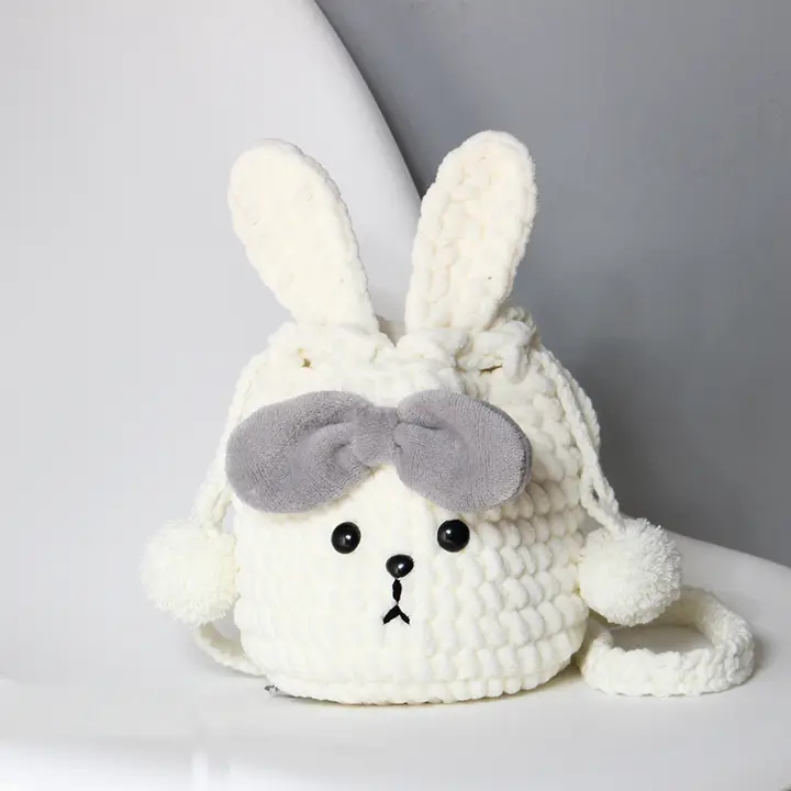 手作り編みバッグ DIY材料キット【かわいいウサギデザイン・プレゼントに最適】（セットアップ対応）