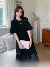 ブラックフリルティアードワンピース【夏用・セミボディシェイプ・花柄デザイン】