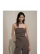 セットアップ レディース チューブトップ ストレートパンツ シンプル カジュアル おしゃれ こなれ感