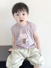 子供用夏用ノースリーブトップス【綿製・カートゥーンデザイン・薄手】