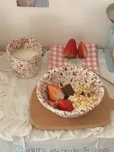 韓国風インスピレーションのスプラッシュエナメルキャンプカップ【燕麦ボウル・フルーツヨーグルトボウル】