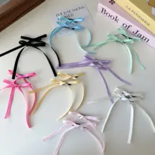 リボン付きバレエスタイル ダブルポニーテール用ヘアクリップ【カジュアル・ヘアアクセサリー】