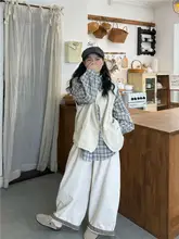 春季新作 レディースチェック柄シャツ【ゆったりフィット・細見え】とマストアイテムベストとワイドパンツ（セットアップ対応）