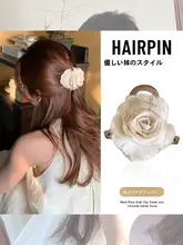 上品な花デザインのサイドクリップ【半束ね髪用・シャーククリップ】