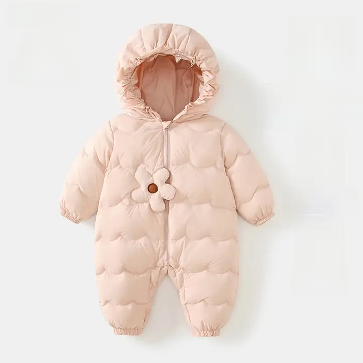 赤ちゃん用羽毛入り冬用つなぎ服【厚手・暖かい・可愛いデザイン】