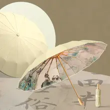 16本骨折りたたみ式 日焼け防止雨兼用日傘【女性用・紫外線対策・2人用・新中式デザイン】