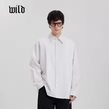長袖シャツ メンズ ホワイト ゆったり ルーズ 防シワ加工 カジュアル 上品 秋 「WILD LEADER」