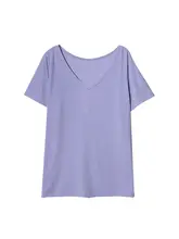 春夏用 大きいサイズ レディースVネック短袖Tシャツ【カジュアル・らくらくシルエット・シンプルデザイン】