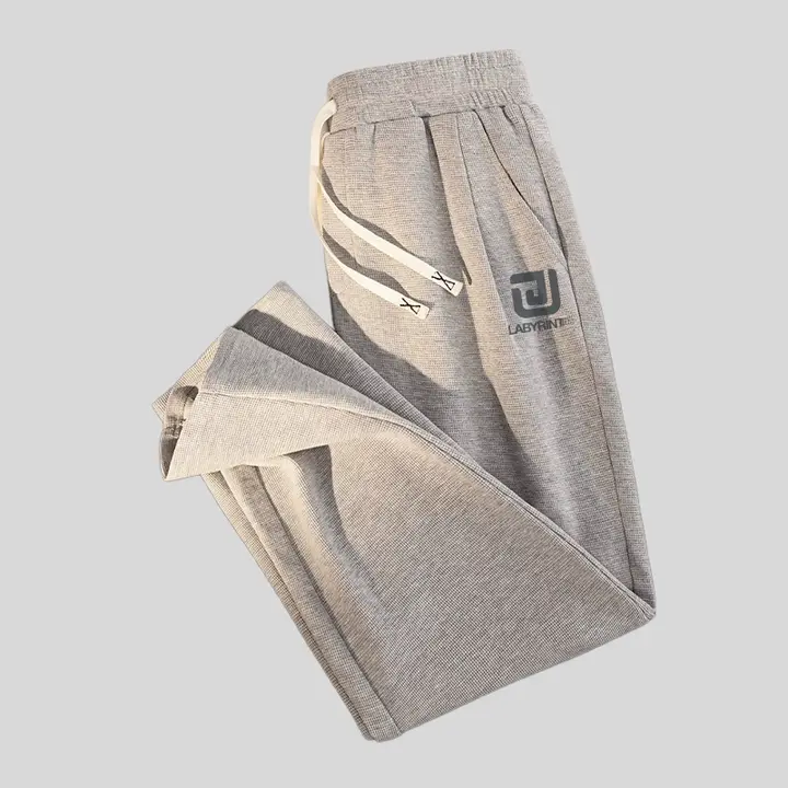 秋季用 オーバーサイズのワッフル生地 メンズ カジュアルストレートパンツ