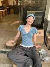 深灰色フリル付きワイドパンツ【夏用・フィット・スリム効果】