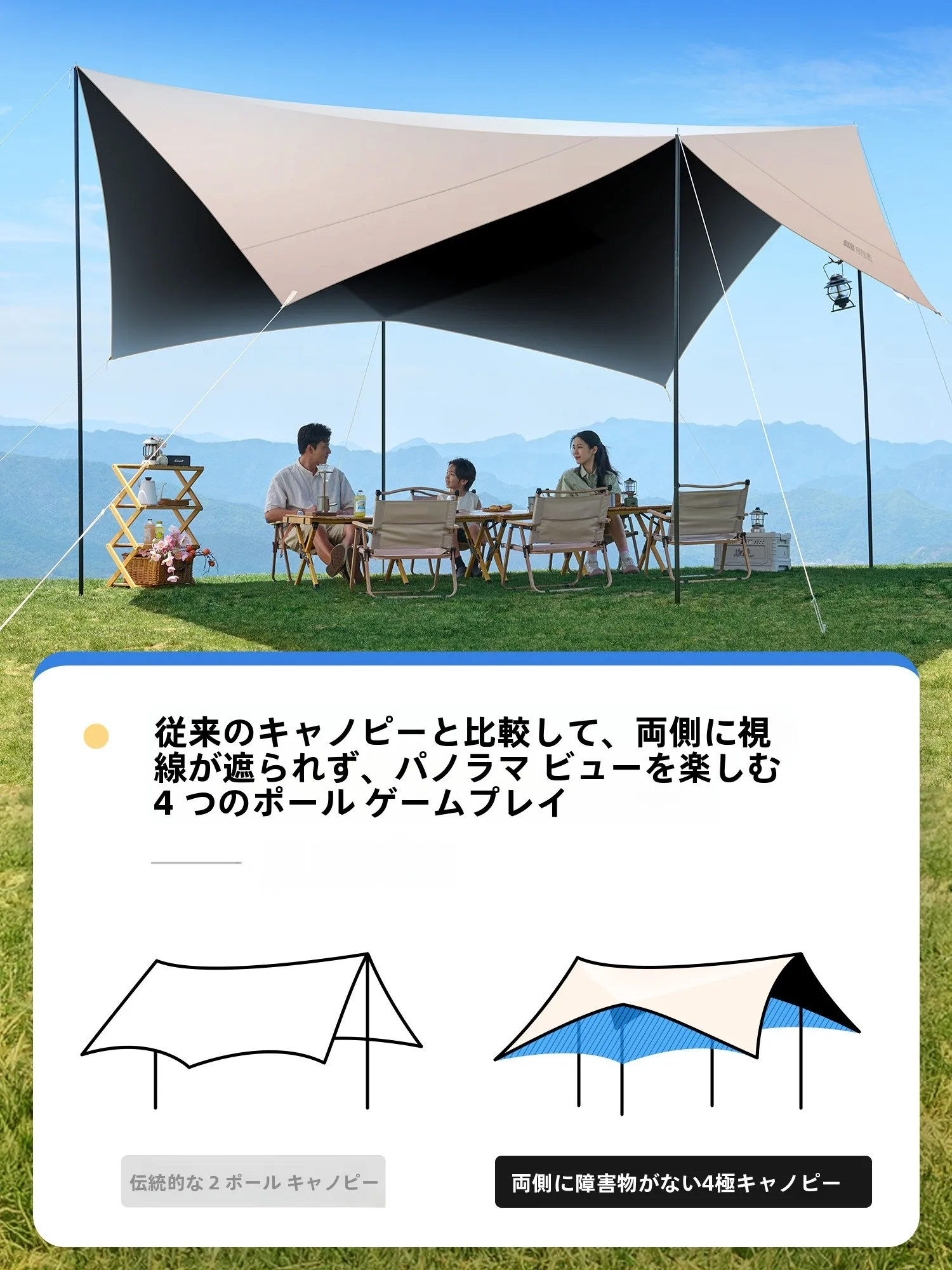 探検者 ブラックコーティング天幕テント：大型雨天対応のパノラマビュー設計を徹底解説
