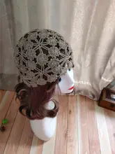 ニットキャップ レディース コットンリネン 花柄 かぎ針編み 透かし編み 手編み 通気性 春夏