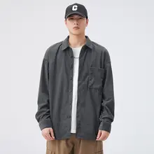 春秋用 メンズ長袖シャツ【無地・アメリカンスタイル・カジュアル】